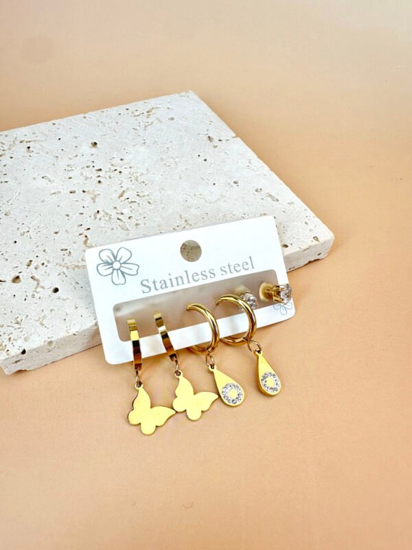 3 Boucles d'oreilles Acier inoxydable