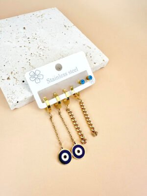 3 Boucles d’oreilles Acier inoxydable oeil