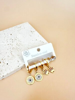 3 Boucles d’oreilles Acier inoxydable oeil