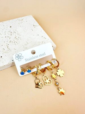 3 Boucles d’oreilles Acier inoxydable