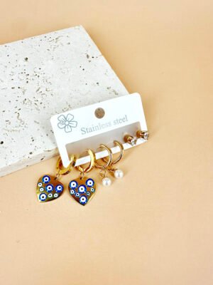 3 Boucles d’oreilles Acier inoxydable oeil