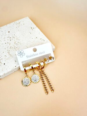3 Boucles d’oreilles Acier inoxydable