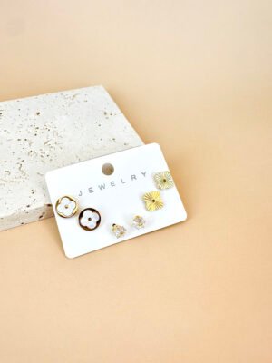 3 Boucles d’oreilles Acier inoxydable fleurs