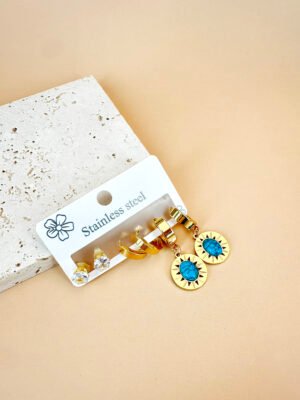 3 Boucles d’oreilles Acier inoxydable style turquoise