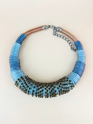Collier Ras cou tissus strass épais