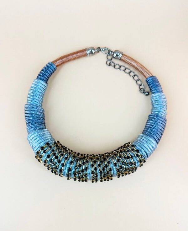 Collier Ras cou tissus strass épais