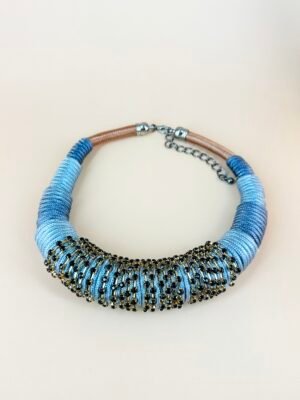 Collier Ras cou tissus strass épais