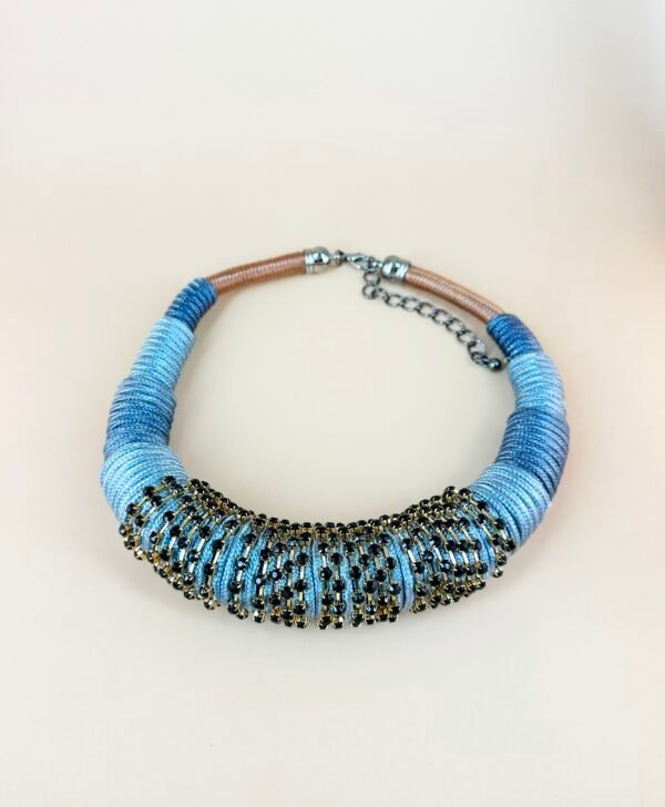 Collier Ras cou tissus strass épais – Image 2