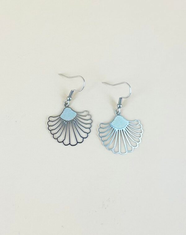 Boucles d'oreilles filigrane coquillage acier inoxydable – Image 2