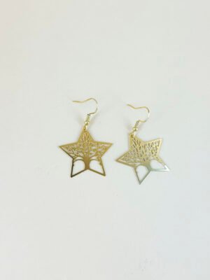 Boucles d’oreilles étoile arbre de vie filigrane acier inoxydable