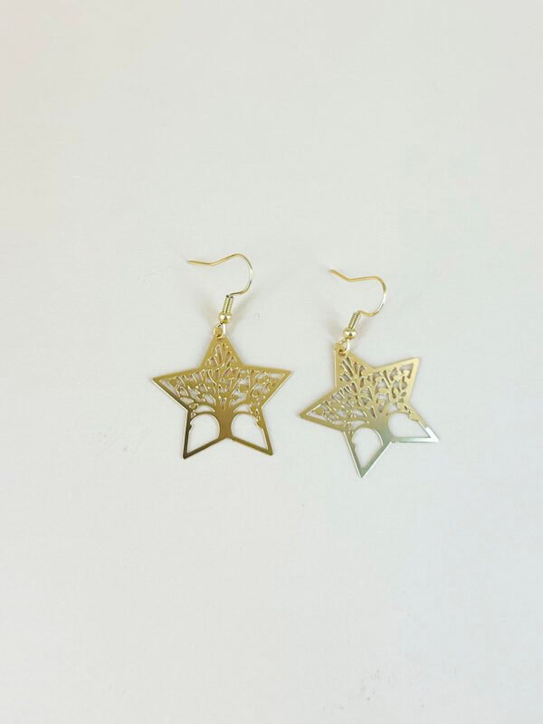 Boucles d'oreilles étoile arbre de vie filigrane acier inoxydable