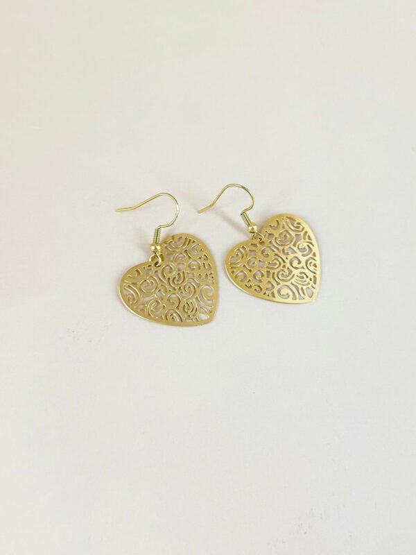 Boucles d'oreilles coeur filigrane acier inoxydable