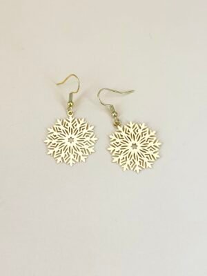 Boucles d’oreilles flocon neige  filigranes acier inoxydable