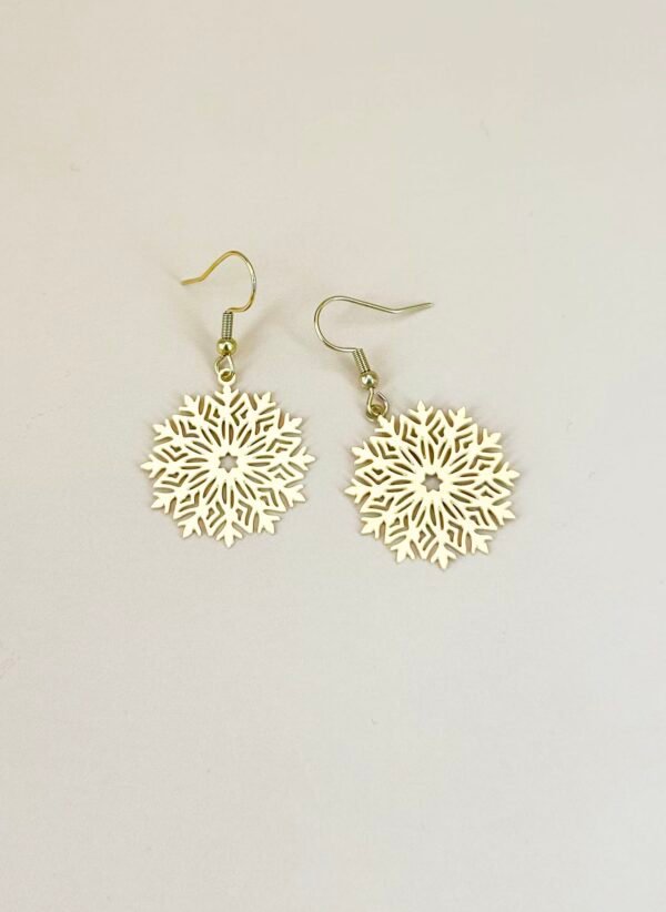 Boucles d'oreilles flocon neige  filigranes acier inoxydable