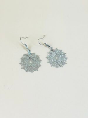 Boucles d’oreilles flocon neige  filigranes acier inoxydable