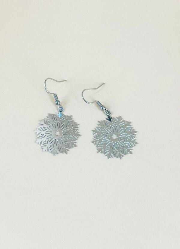 Boucles d'oreilles flocon neige  filigranes acier inoxydable – Image 3