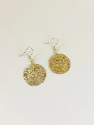 Boucles d’oreilles rond motif soleil filigranes acier inoxydable