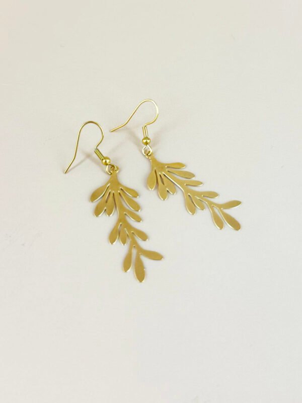 Boucles d'oreilles feuilles filigranes acier inoxydable – Image 5