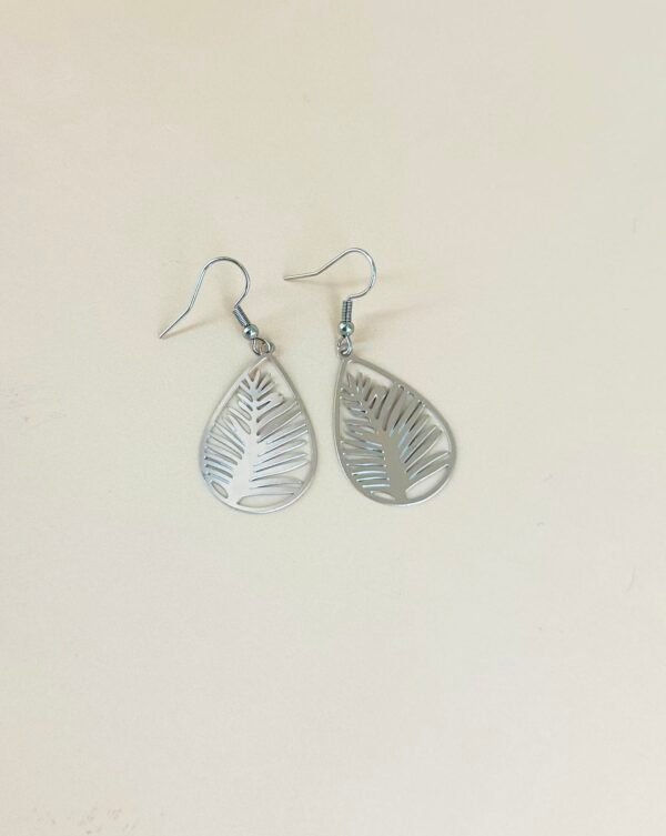 Boucles d'oreilles feuilles filigranes acier inoxydable – Image 4