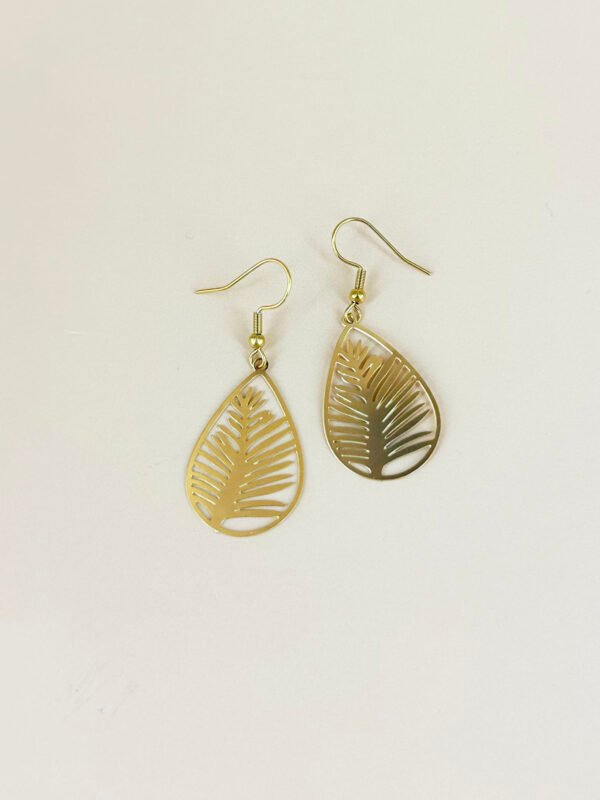Boucles d'oreilles feuilles filigranes acier inoxydable – Image 3