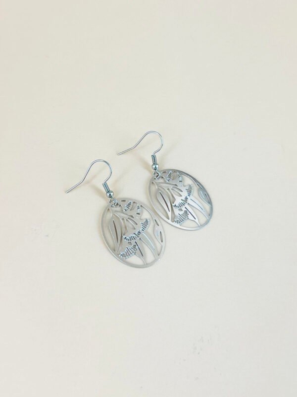 Boucles d'oreilles feuilles filigranes acier inoxydable – Image 4