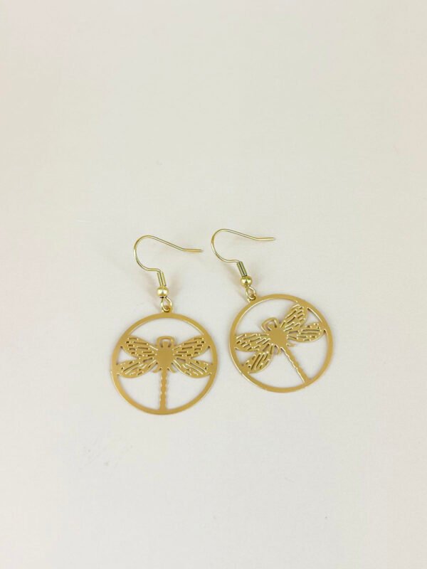 Boucles d'oreilles libellule filigranes acier inoxydable – Image 3