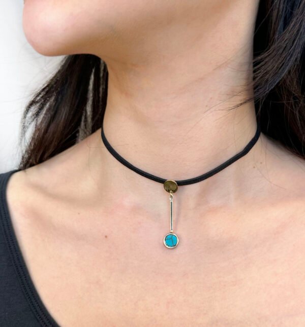 Collier Ras cou avec motif pendant style turquoise – Image 2