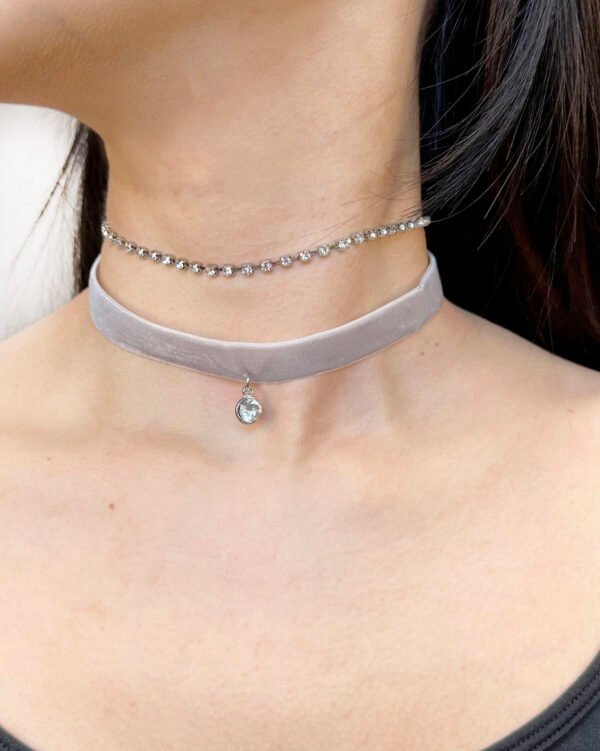 Collier Ras cou strass et velour – Image 6
