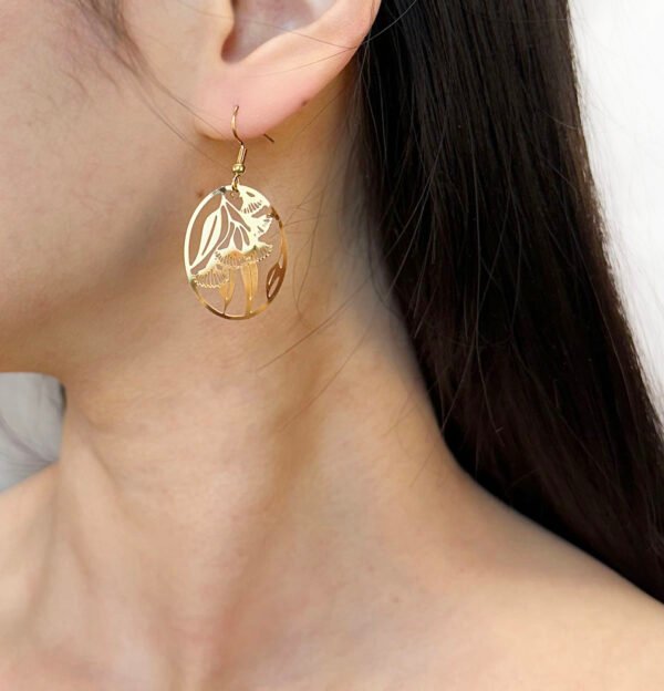 Boucles d'oreilles feuilles filigranes acier inoxydable