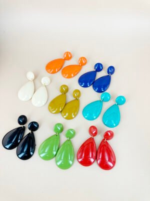 Lot de 12 Boucles d’oreilles gouttes colorées pendantes en acétate