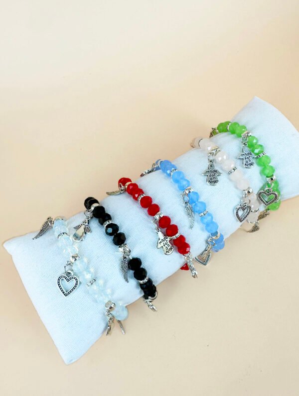 Lot de 12 Bracelets Perles avec charms coeur et ange