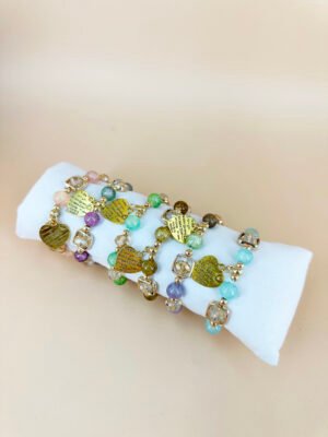 Lot de 12 Bracelets Perles avec charms coeur