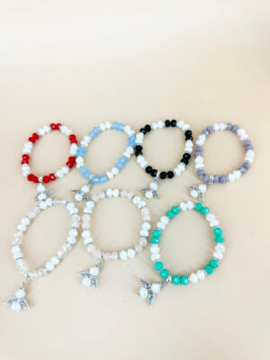 Lot de 12 Bracelets Perles avec charms Ange