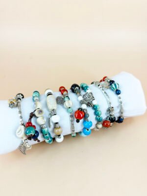 Lot de 12 Bracelets céramique avec charms