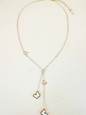 Collier Y avec papillon en acier inoxydable