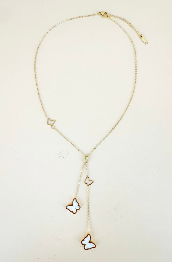 Collier Y avec papillon en acier inoxydable