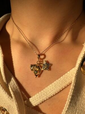 Collier charms coquillage dauphin coeur en acier inoxydable