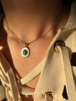Collier Nacre, Turquoise, en acier inoxydable