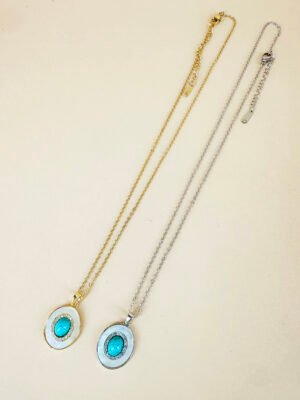 Collier Nacre, Turquoise, en acier inoxydable