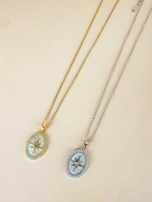 Collier nacre étoile en acier inoxydable