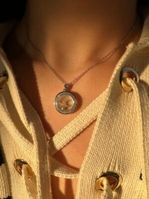 Collier lune étoile en acier inoxydable