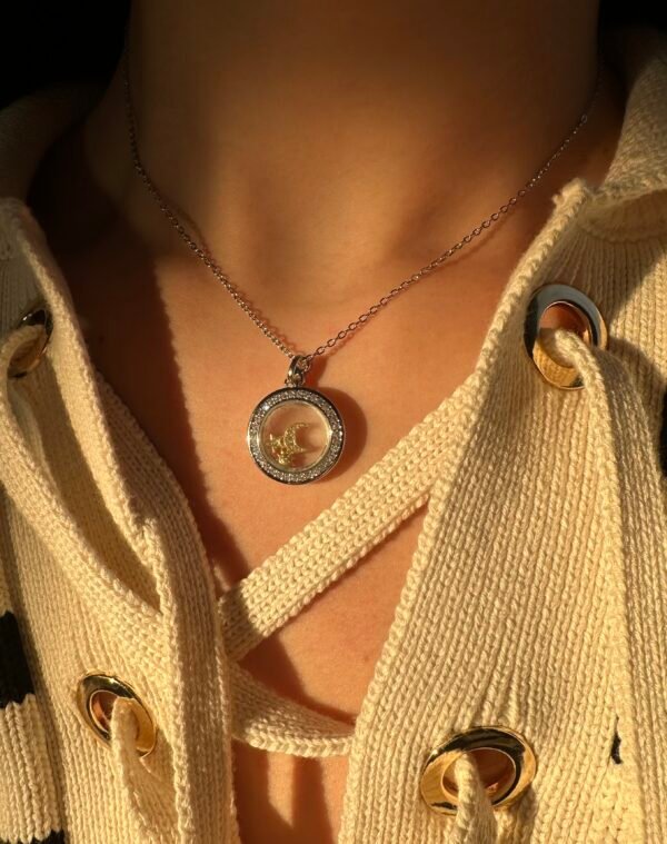 Collier lune étoile en acier inoxydable