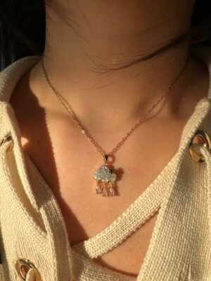Collier nuage strass en acier inoxydable