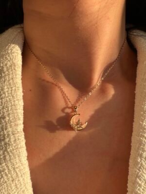 Collier lune en acier inoxydable