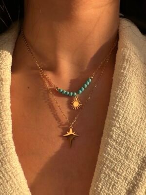 Collier double chaîne en acier inoxydable