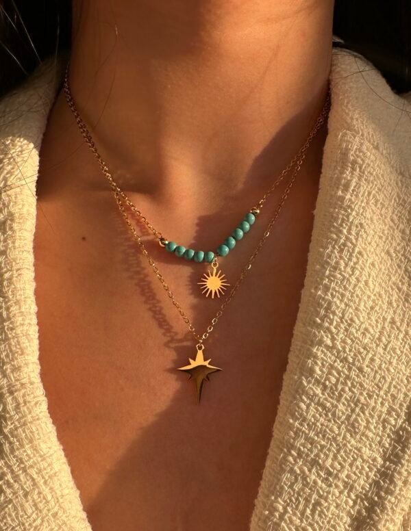 Collier double chaîne en acier inoxydable
