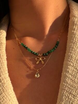 Collier double chaîne en acier inoxydable