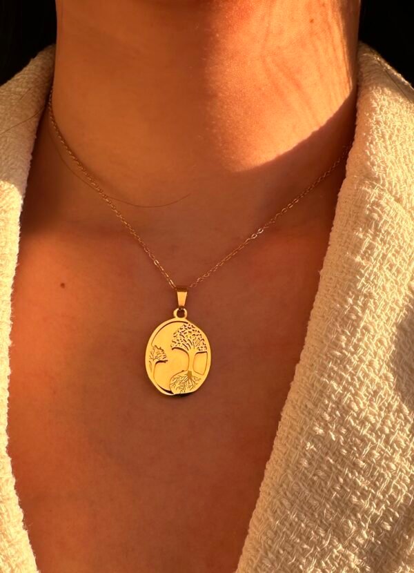 Collier médaillon arbre de vie en acier inoxydable
