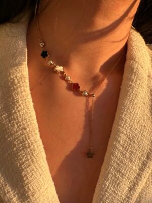 Collier trèfle fleur en acier inoxydable