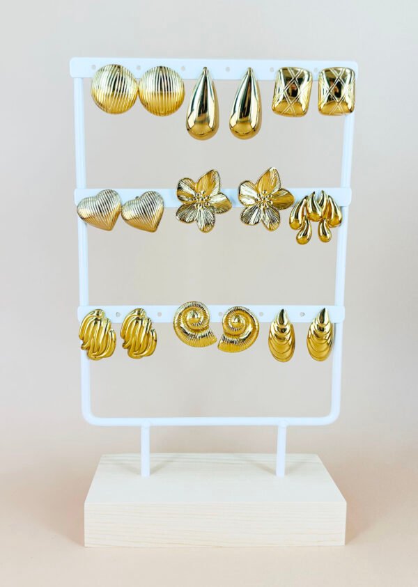 Ensemble lot Boucles d'oreilles acier inoxydable avec présentoir